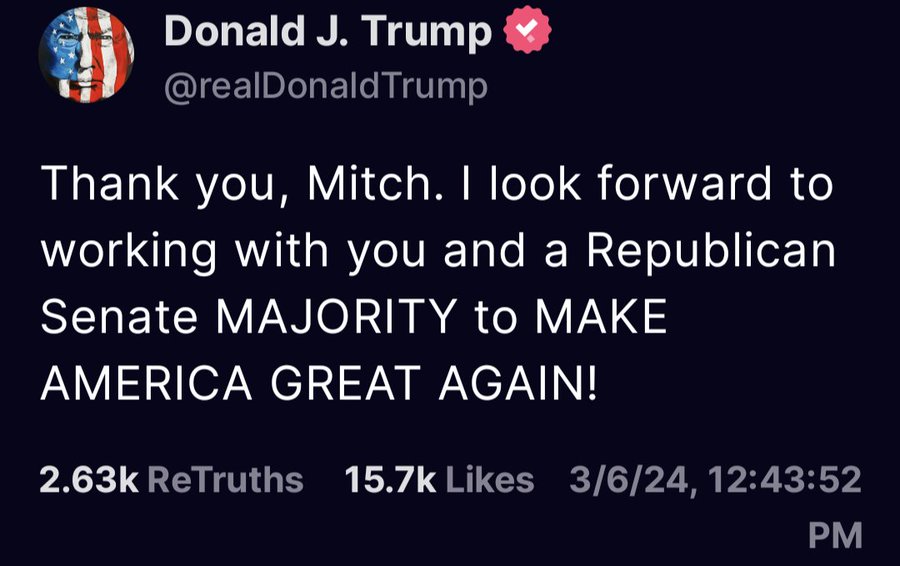 Trump Reacts to Mitch McConnell Endorsement